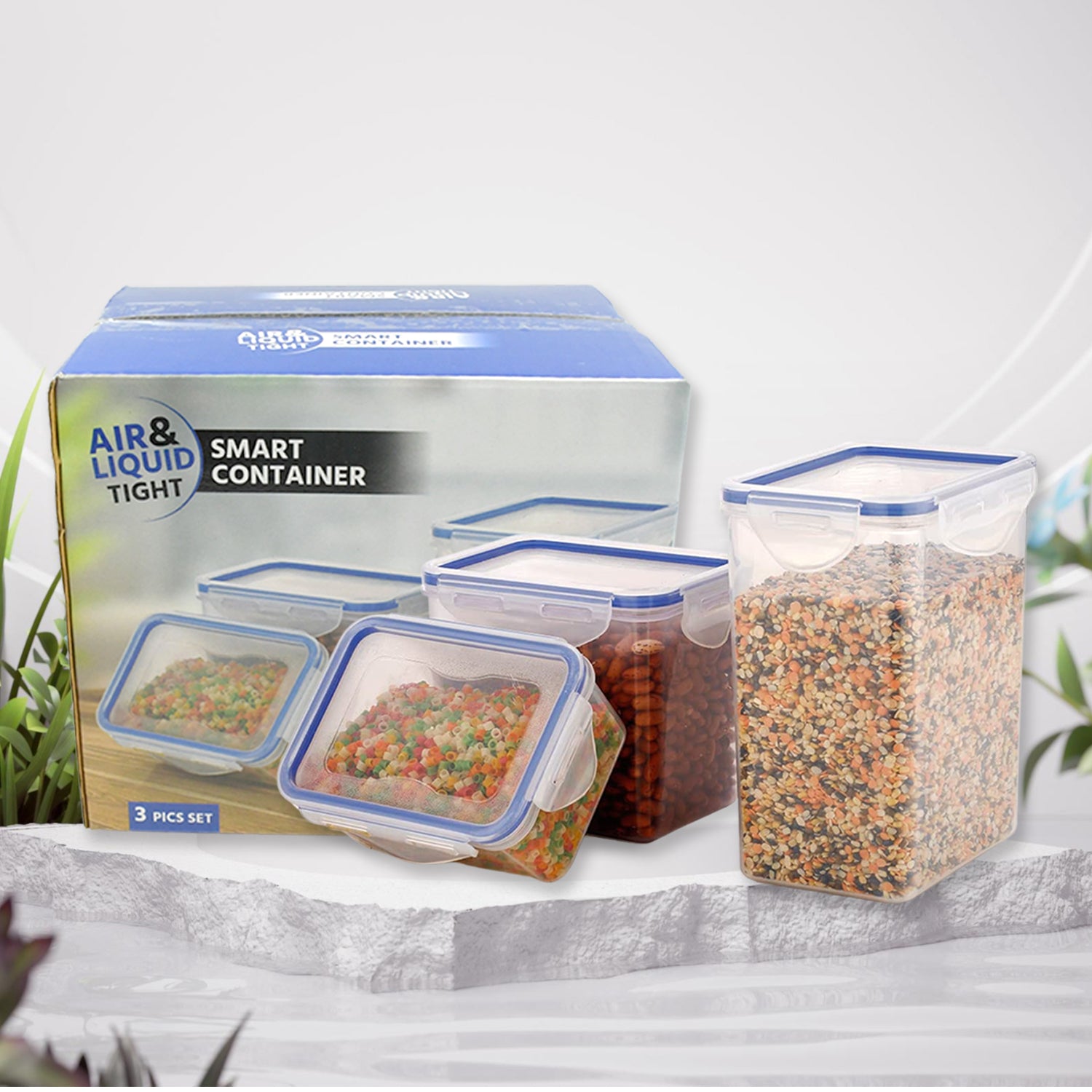 5800 Classics Rectangular Plastic Airtight Food Storage Containers With Leak Proof Locking Lid Storage Container Set Of 3 Pc( Approx Capacity 500ml1000ml1500ml Transparent) 5800 Classics Rectangular Plastic Airtight Food Storage Containers With Leak Proof Locking Lid Storage Container Set Of 3 Pc( Approx Capacity 500ml1000ml1500ml Transparent)
